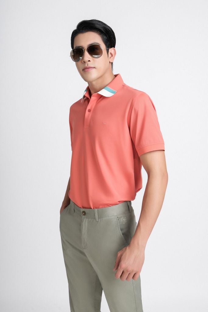 MAP3013 - Áo Polo nam vải trơn màu hoạ tiết kẻ cổ áo form slim fit kiểu dáng ngắn tay - PANTIO