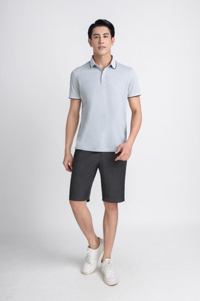 MQN3050 - Quần short âu nam vải hoạ tiết kẻ chìm form slim fit - PANTIO