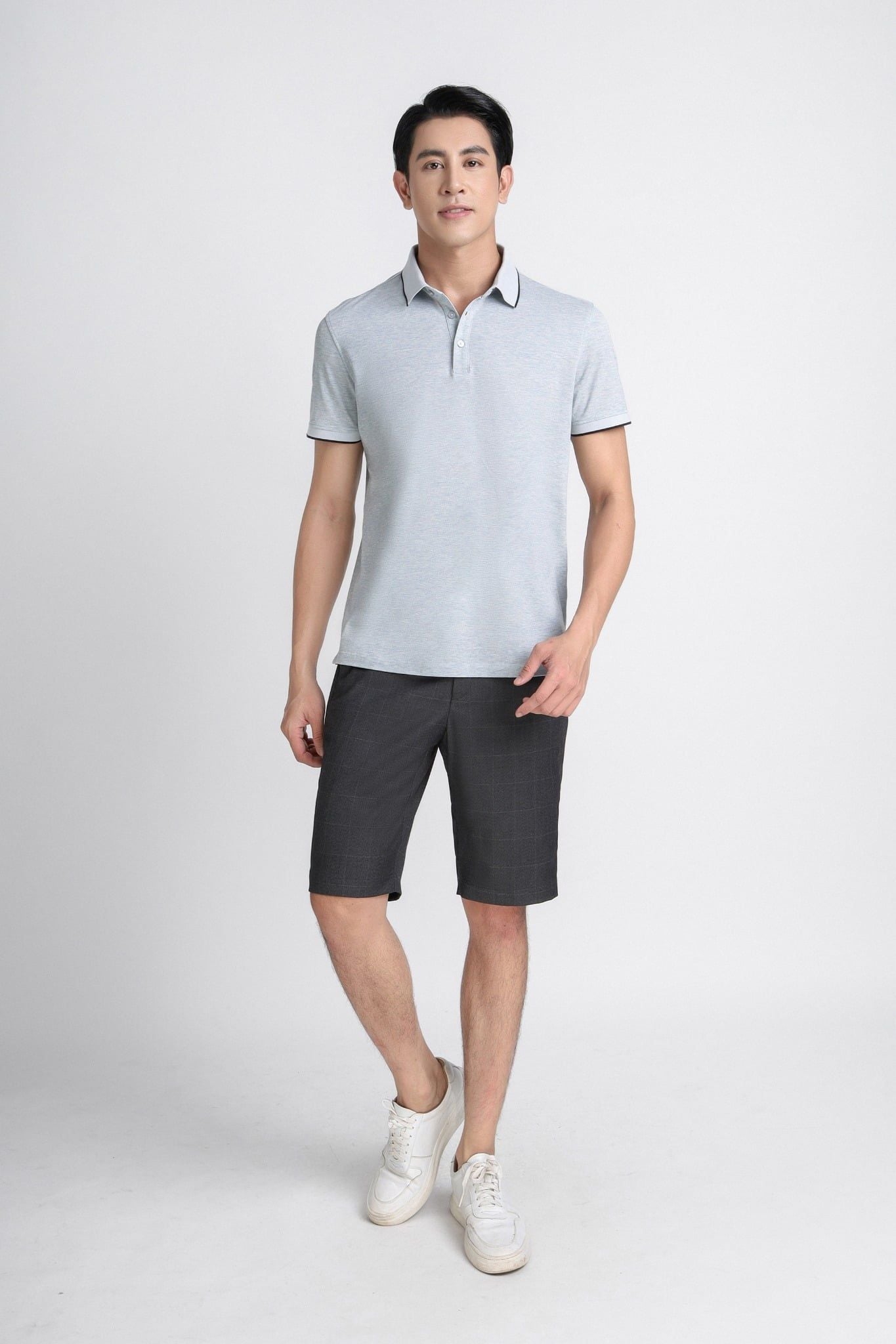 MQN3050 - Quần short âu nam vải hoạ tiết kẻ chìm form slim fit - PANTIO