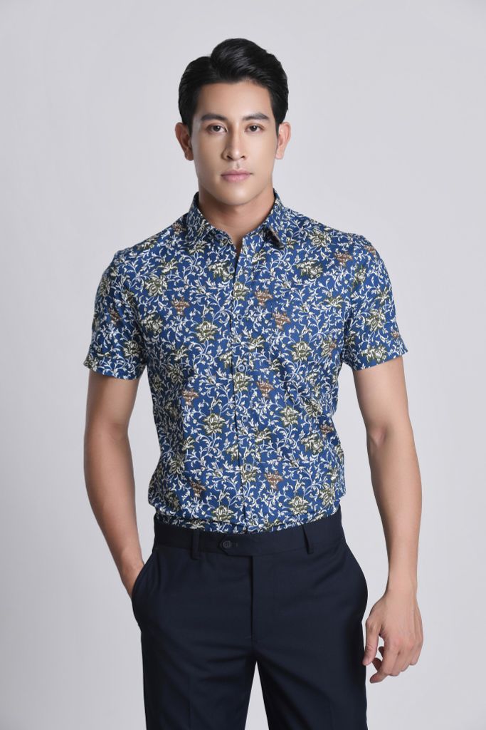 MSC3008 - Áo sơ mi nam hoạ tiết tay ngắn