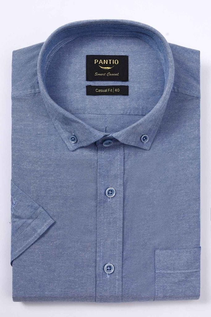 MSC3061 - Áo sơ mi nam vải trơn màu có túi ngực trái form Casual Fit kiểu dáng ngắn tay - PANTIO