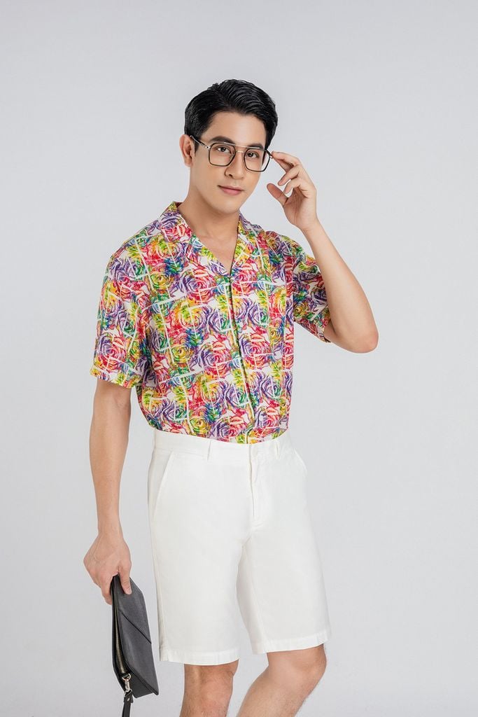 MSC3062 - Áo sơ mi nam vải hoạ tiết form Casual Fit kiểu dáng ngắn tay - PANTIO