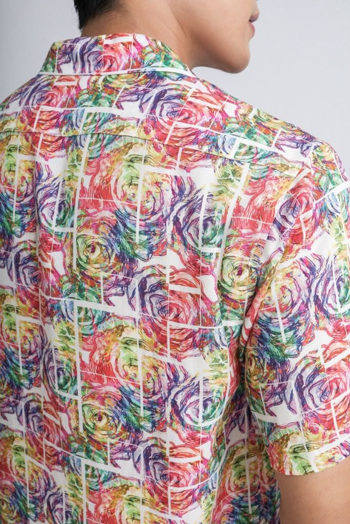 MSC3062 - Áo sơ mi nam vải hoạ tiết form Casual Fit kiểu dáng ngắn tay - PANTIO