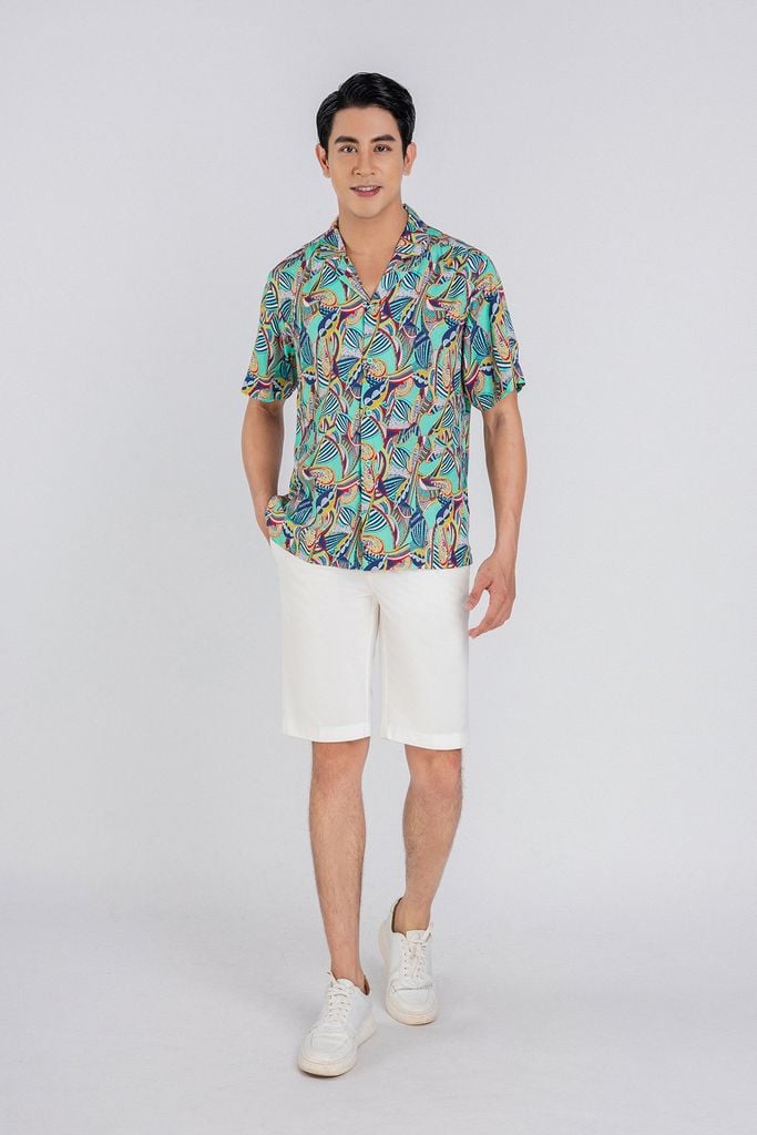 MSC3063 - Áo sơ mi nam vải hoạ tiết form Casual Fit kiểu dáng ngắn tay - PANTIO