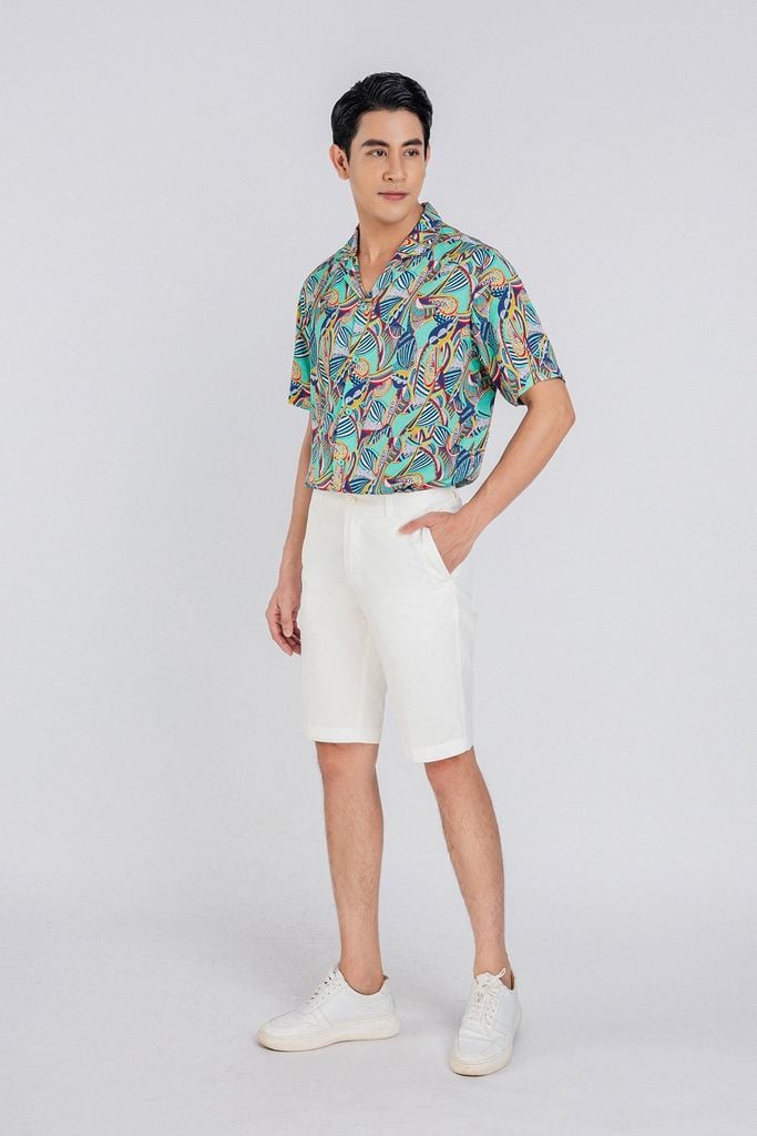 MSC3063 - Áo sơ mi nam vải hoạ tiết form Casual Fit kiểu dáng ngắn tay - PANTIO