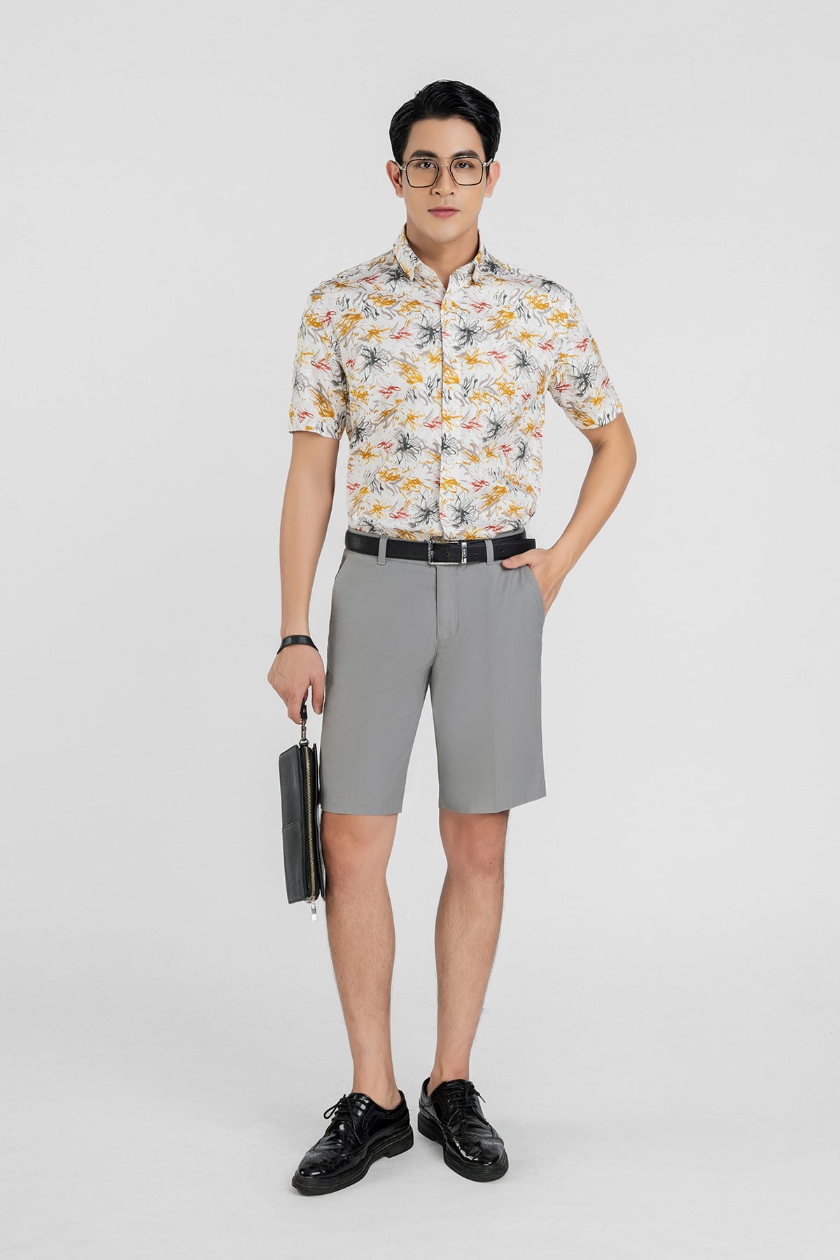 MSC3064 - Áo sơ mi nam vải hoạ tiết form Casual Fit kiểu dáng ngắn tay - PANTIO