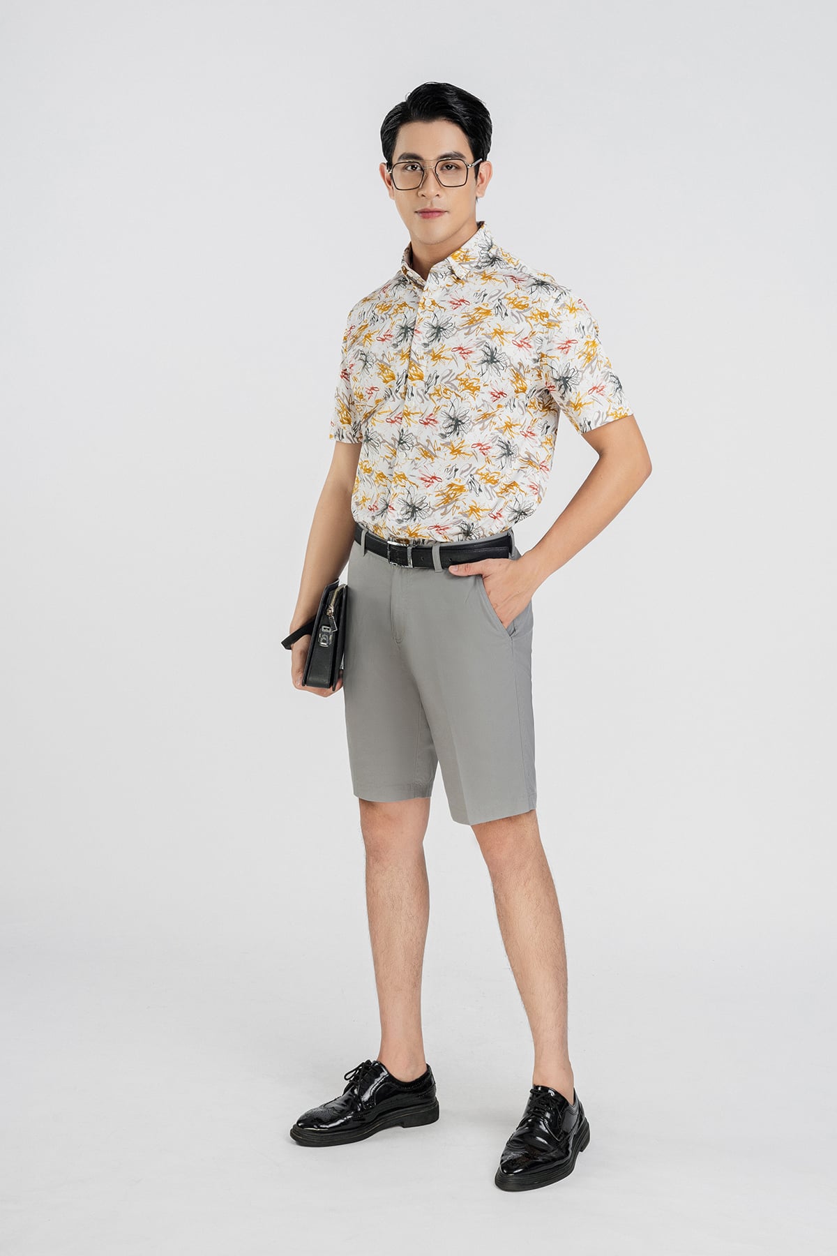 MSC3064 - Áo sơ mi nam vải hoạ tiết form Casual Fit kiểu dáng ngắn tay - PANTIO