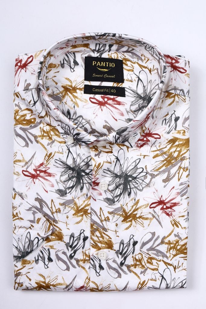 MSC3064 - Áo sơ mi nam vải hoạ tiết form Casual Fit kiểu dáng ngắn tay - PANTIO