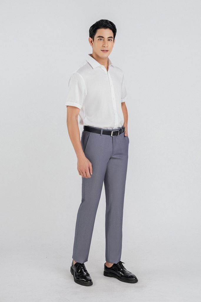 MSO3065 - Áo sơ mi nam vải trơn màu form Slim Fit kiểu dáng ngắn tay - PANTIO