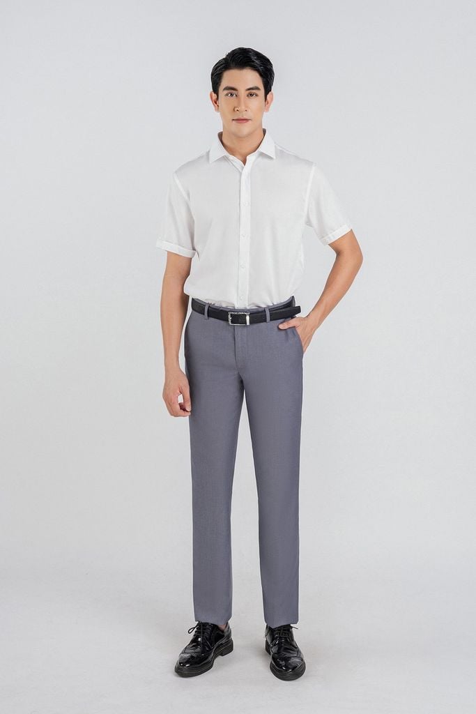 MSO3065 - Áo sơ mi nam vải trơn màu form Slim Fit kiểu dáng ngắn tay - PANTIO