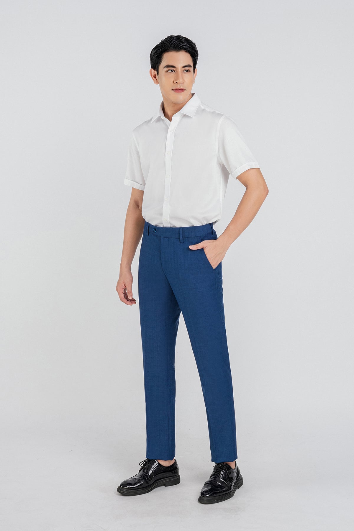 MSO3065 - Áo sơ mi nam vải trơn màu form Slim Fit kiểu dáng ngắn tay - PANTIO