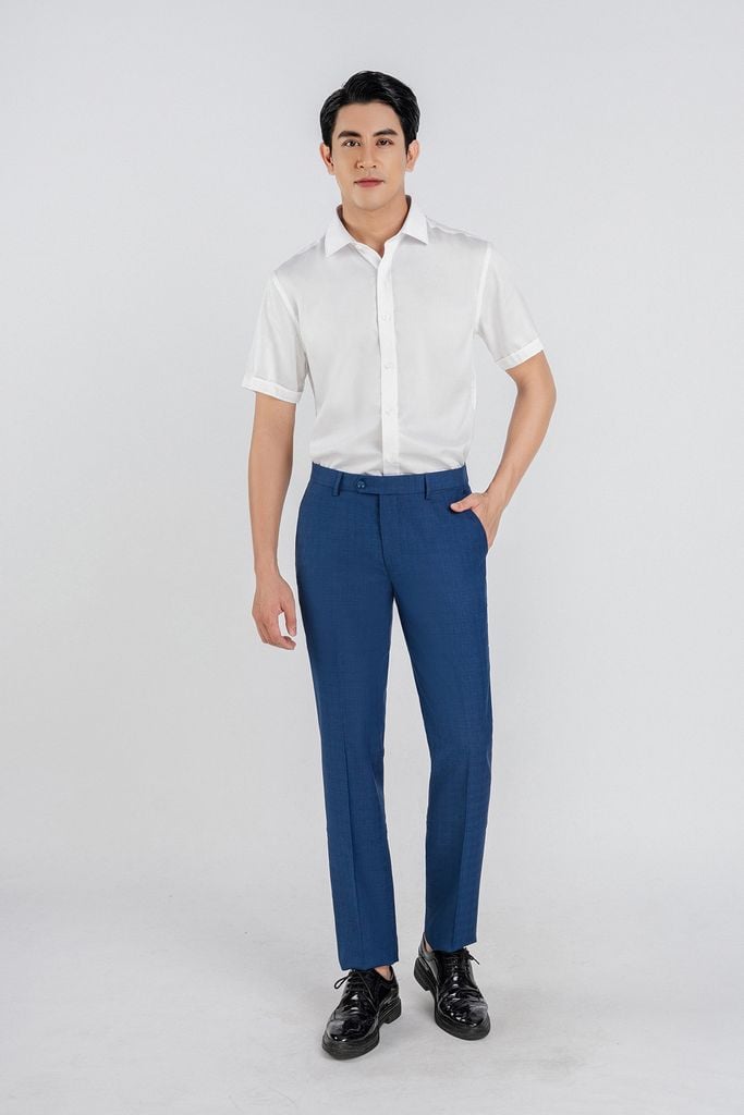 MSO3065 - Áo sơ mi nam vải trơn màu form Slim Fit kiểu dáng ngắn tay - PANTIO
