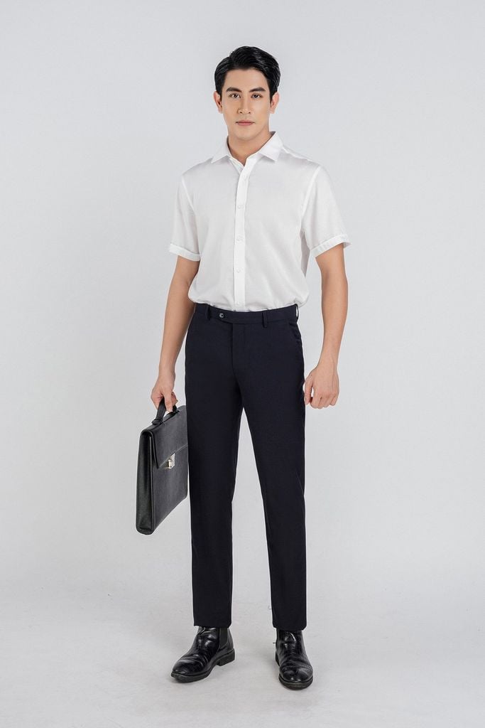 MSO3065 - Áo sơ mi nam vải trơn màu form Slim Fit kiểu dáng ngắn tay - PANTIO