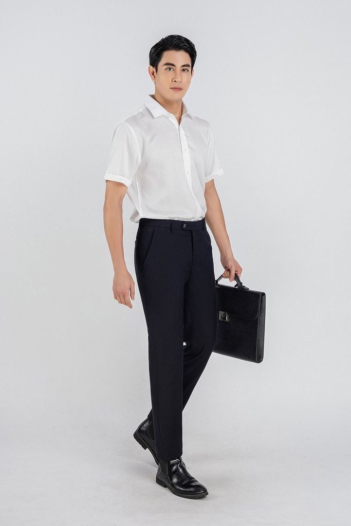 MSO3065 - Áo sơ mi nam vải trơn màu form Slim Fit kiểu dáng ngắn tay - PANTIO