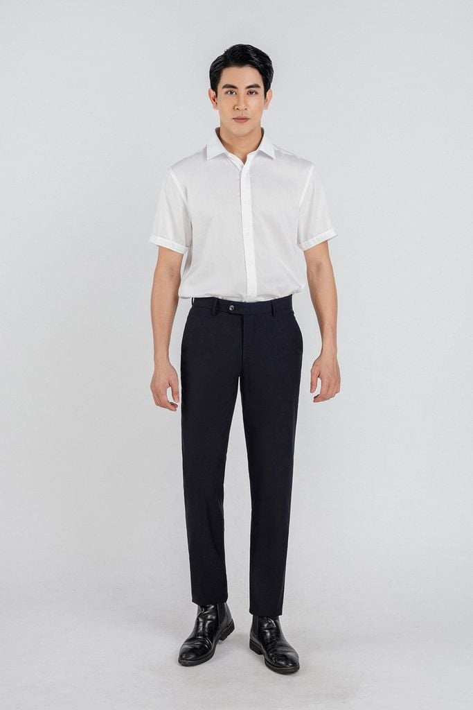 MSO3065 - Áo sơ mi nam vải trơn màu form Slim Fit kiểu dáng ngắn tay - PANTIO