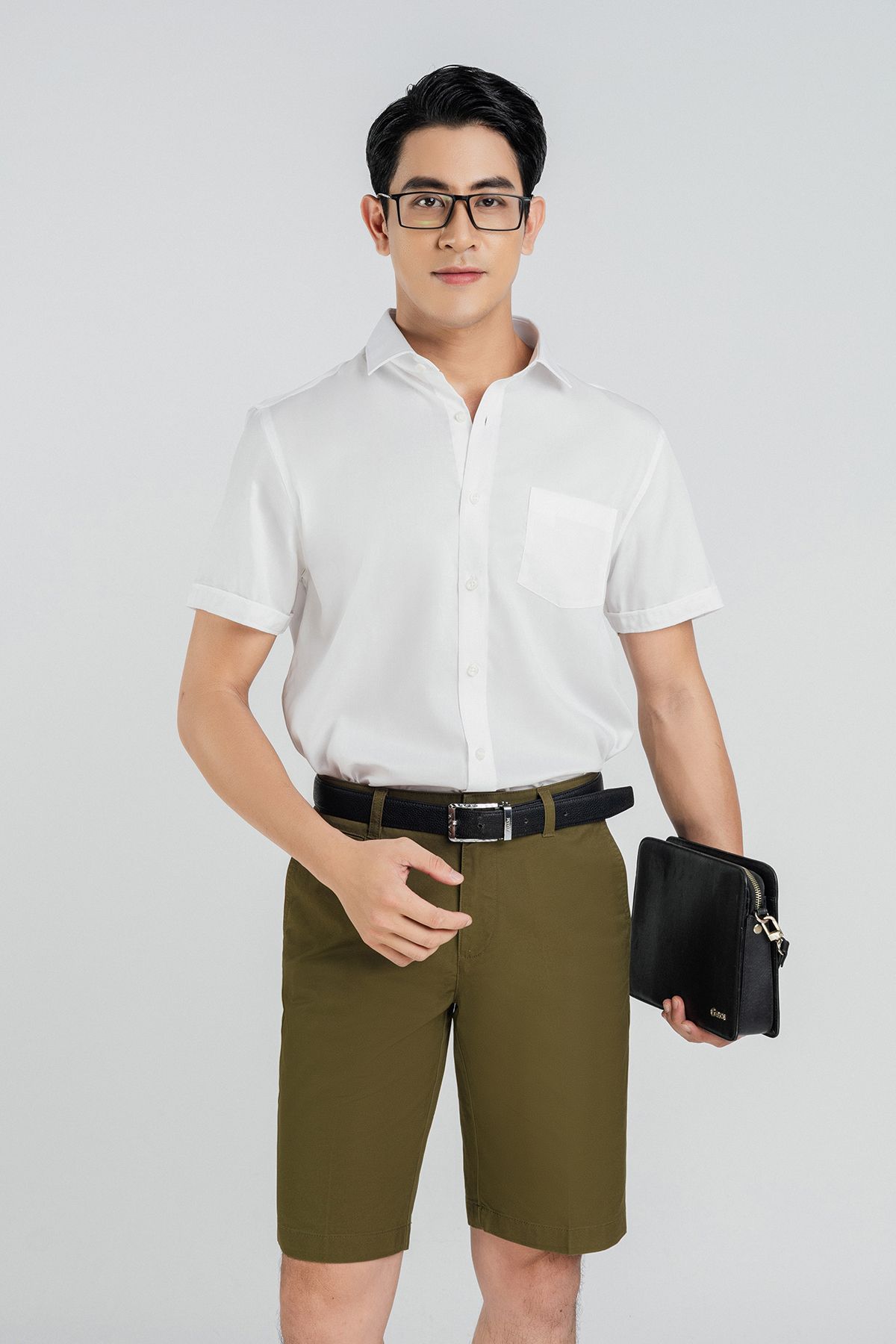 MSO3067 - Áo sơ mi nam vải trơn màu có túi ngực trái form Regular Fit kiểu dáng ngắn tay - PANTIO