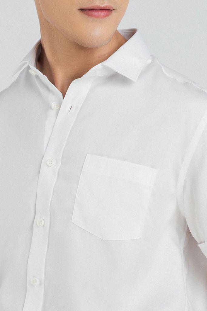 MSO3067 - Áo sơ mi nam vải trơn màu có túi ngực trái form Regular Fit kiểu dáng ngắn tay - PANTIO