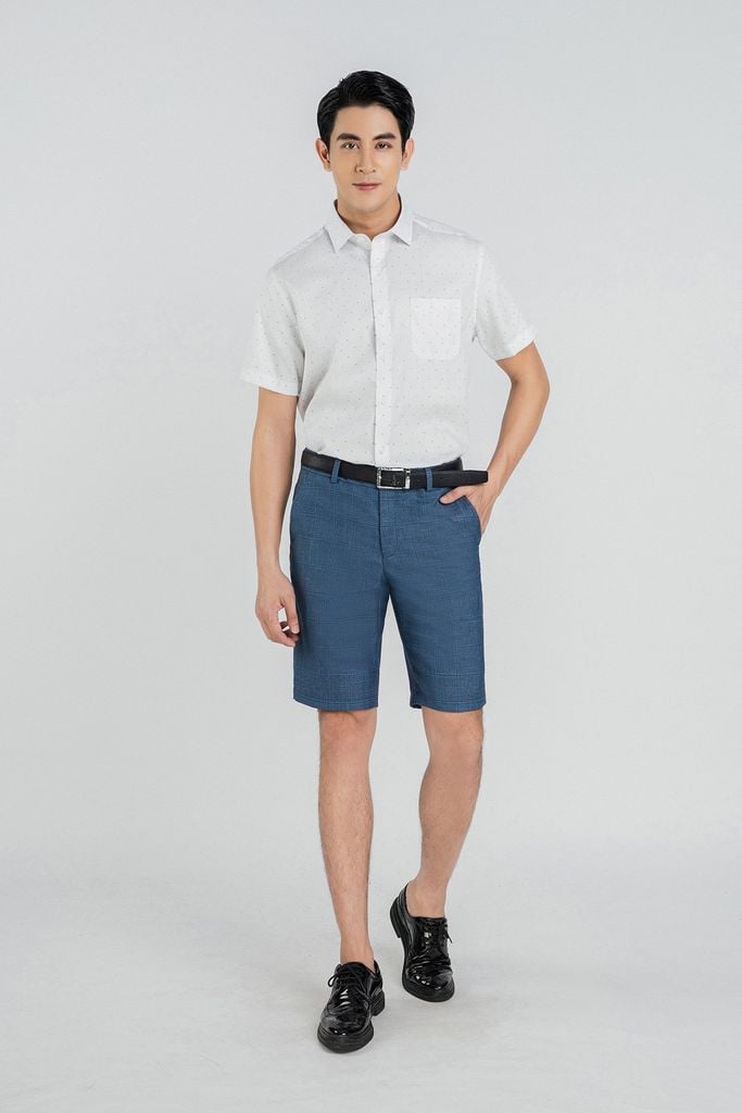 MSO3070 - Áo sơ mi nam vải hoạ tiết màu có hoạ tiết túi ngực trái form Regular Fit kiểu dáng ngắn tay - PANTIO