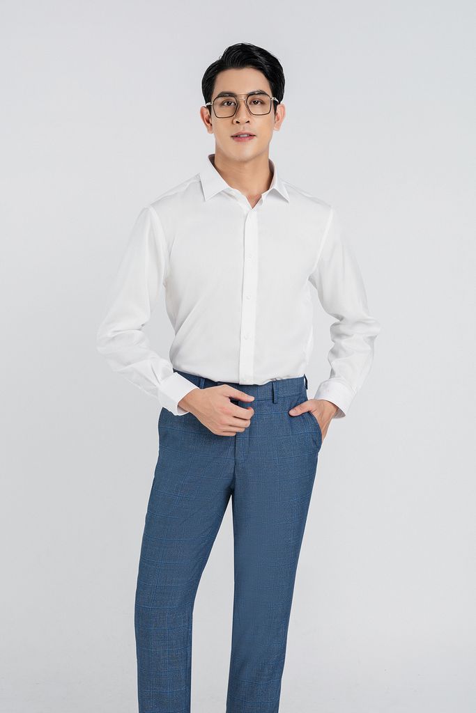 MSO5066 - Áo sơ mi nam vải trơn màu form Slim Fit kiểu dáng dài tay - PANTIO