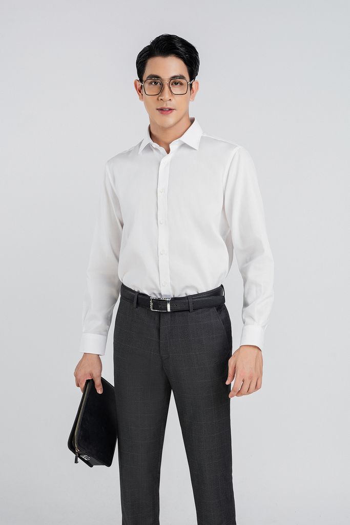 MSO5068 - Áo sơ mi nam vải trơn màu form Regular Fit kiểu dáng dài tay - PANTIO