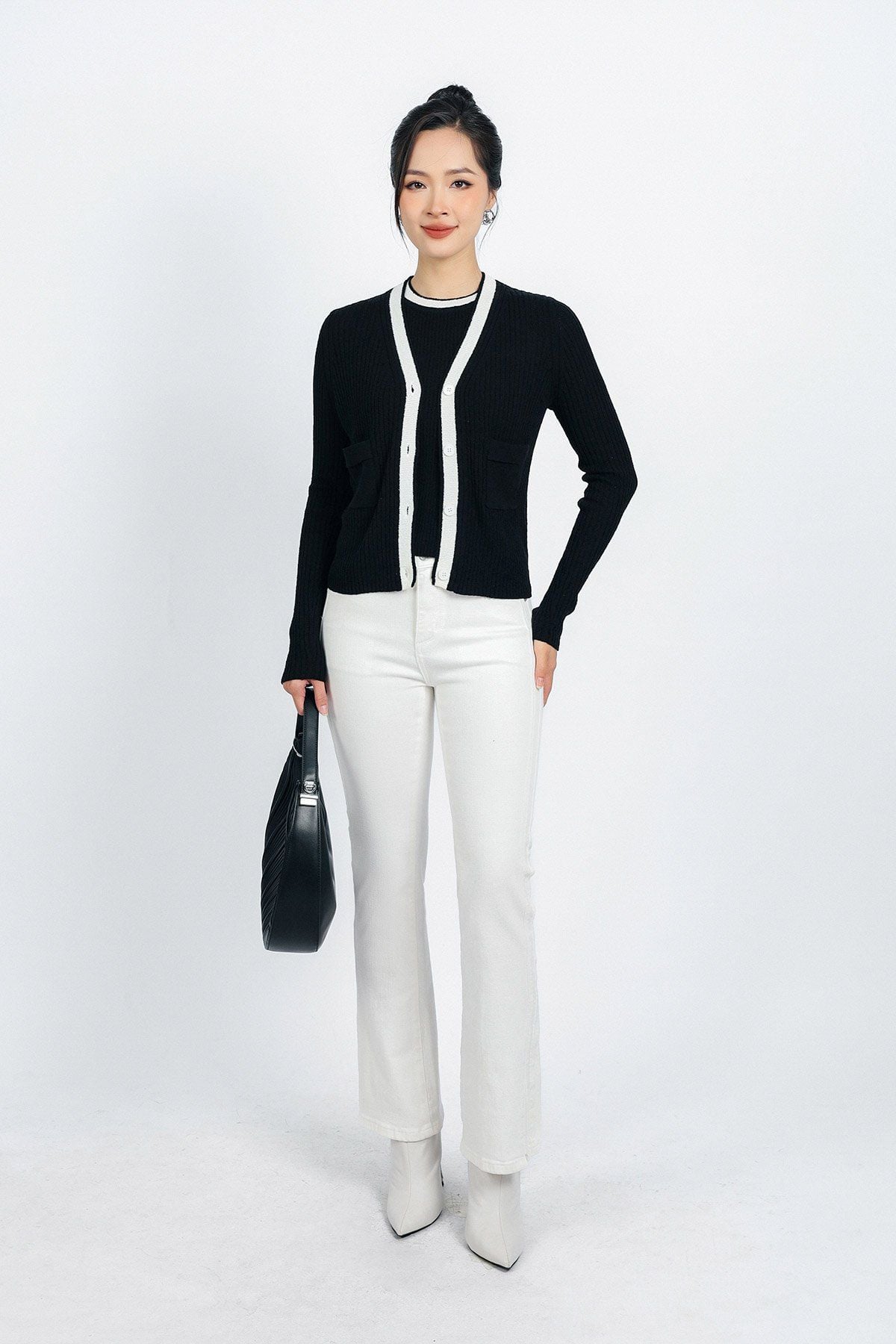 BKL415 - Áo khoác len thời trang cao cấp dáng ôm cài khuy thân trước - PANTIO