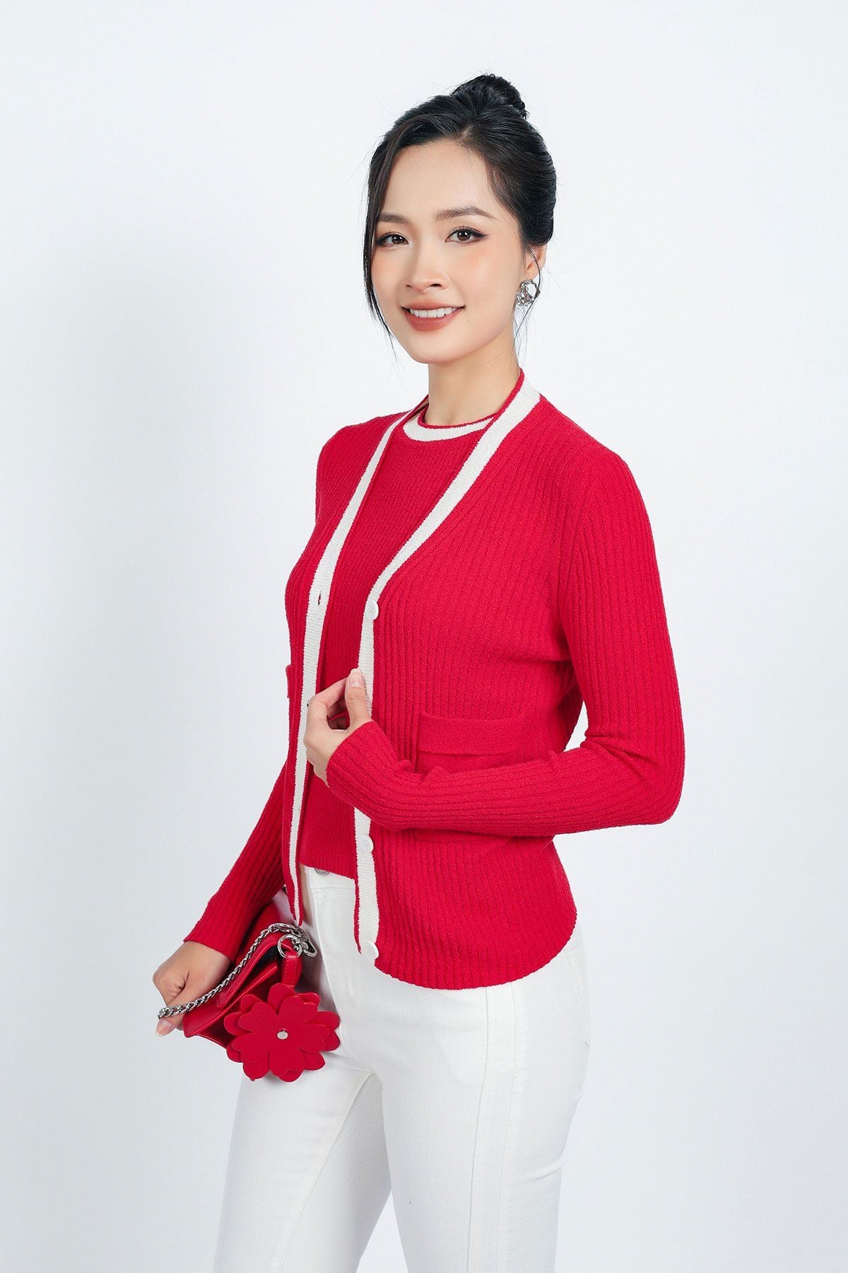 BKL415 - Áo khoác len thời trang cao cấp dáng ôm cài khuy thân trước - PANTIO