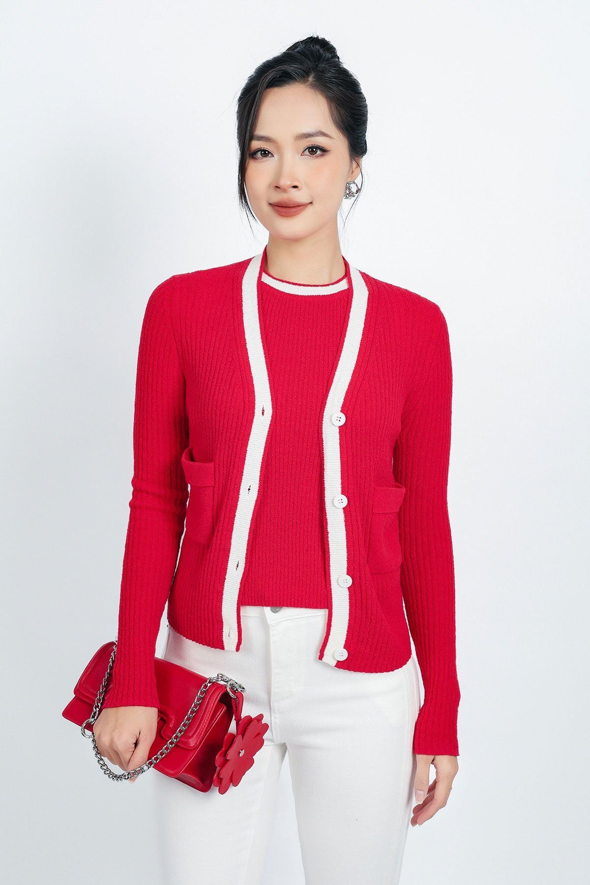 BKL415 - Áo khoác len thời trang cao cấp dáng ôm cài khuy thân trước - PANTIO