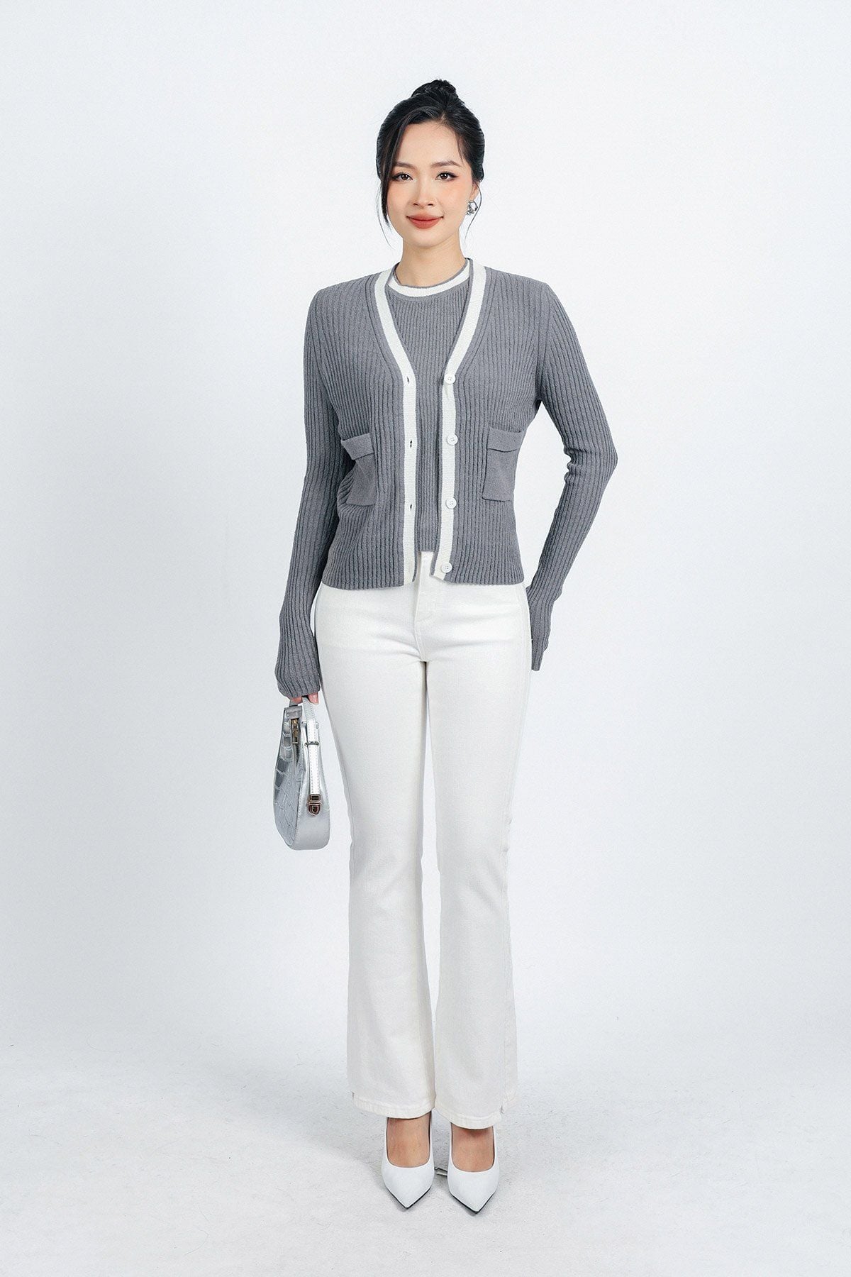 BKL415 - Áo khoác len thời trang cao cấp dáng ôm cài khuy thân trước - PANTIO