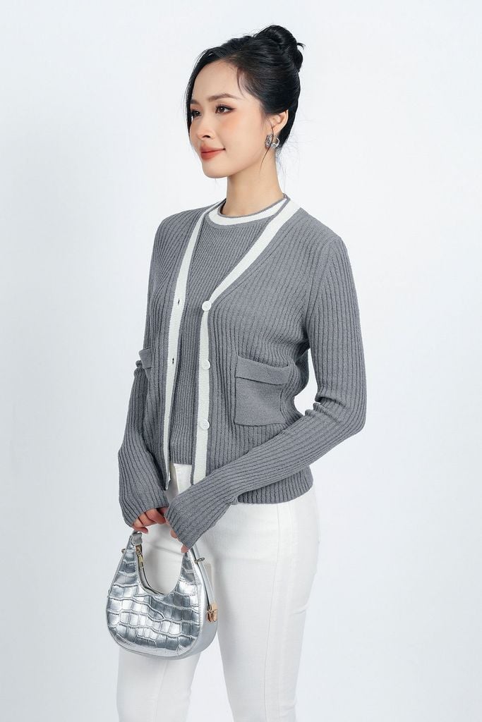 BKL415 - Áo khoác len thời trang cao cấp dáng ôm cài khuy thân trước - PANTIO