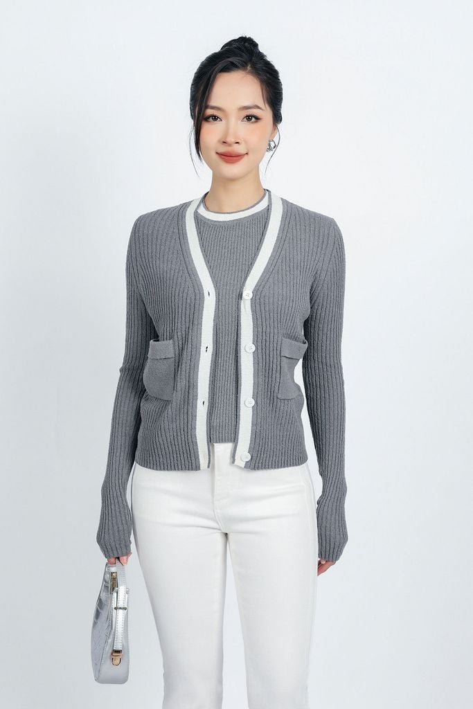 BKL415 - Áo khoác len thời trang cao cấp dáng ôm cài khuy thân trước - PANTIO