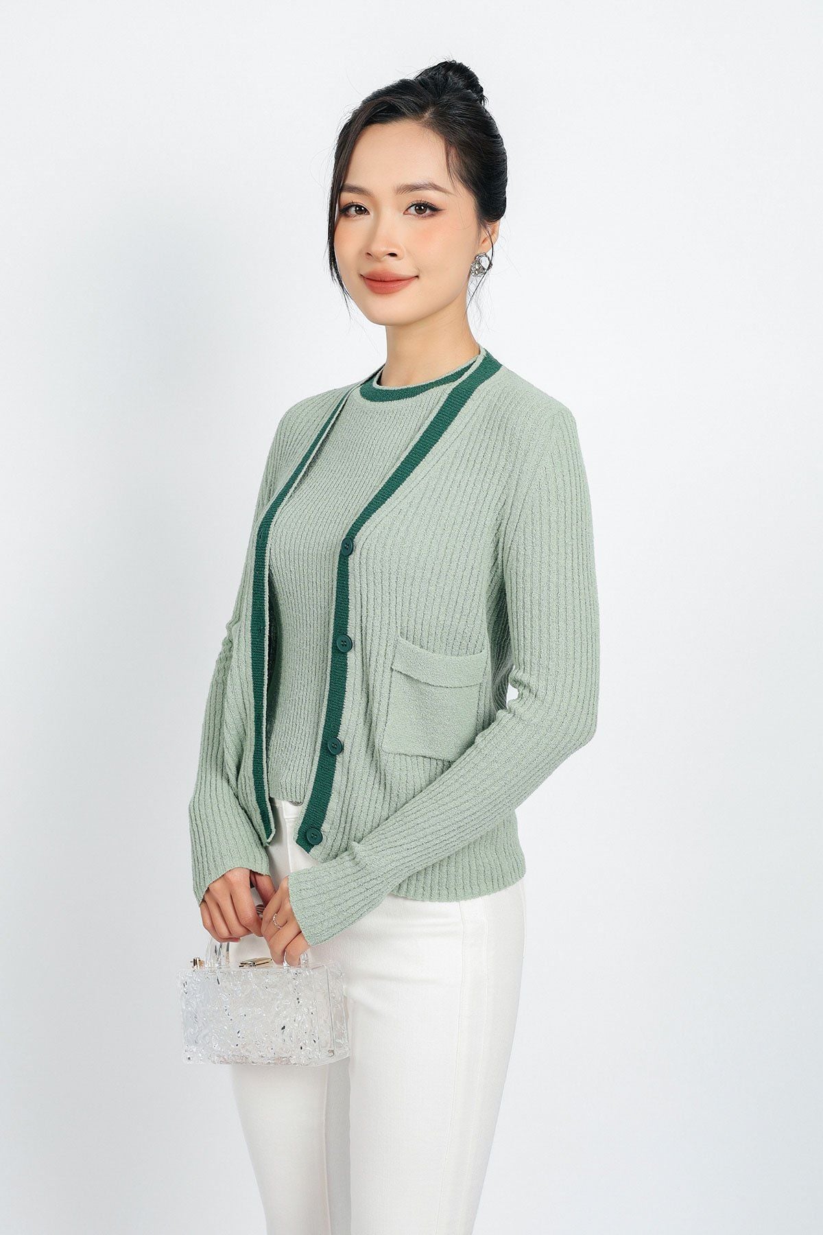 BKL415 - Áo khoác len thời trang cao cấp dáng ôm cài khuy thân trước - PANTIO