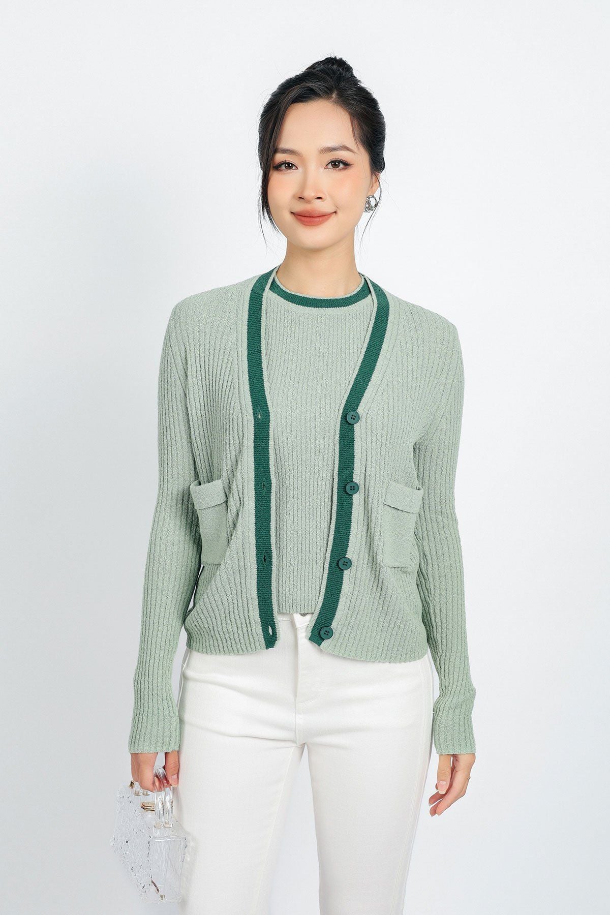 BKL415 - Áo khoác len thời trang cao cấp dáng ôm cài khuy thân trước - PANTIO