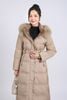 FMV055 - Áo khoác lông vũ cao cấp dáng suông dài có mũ viền lông mềm thân áo có túi hai bên kèm dây đai tạo kiểu - PANTIO