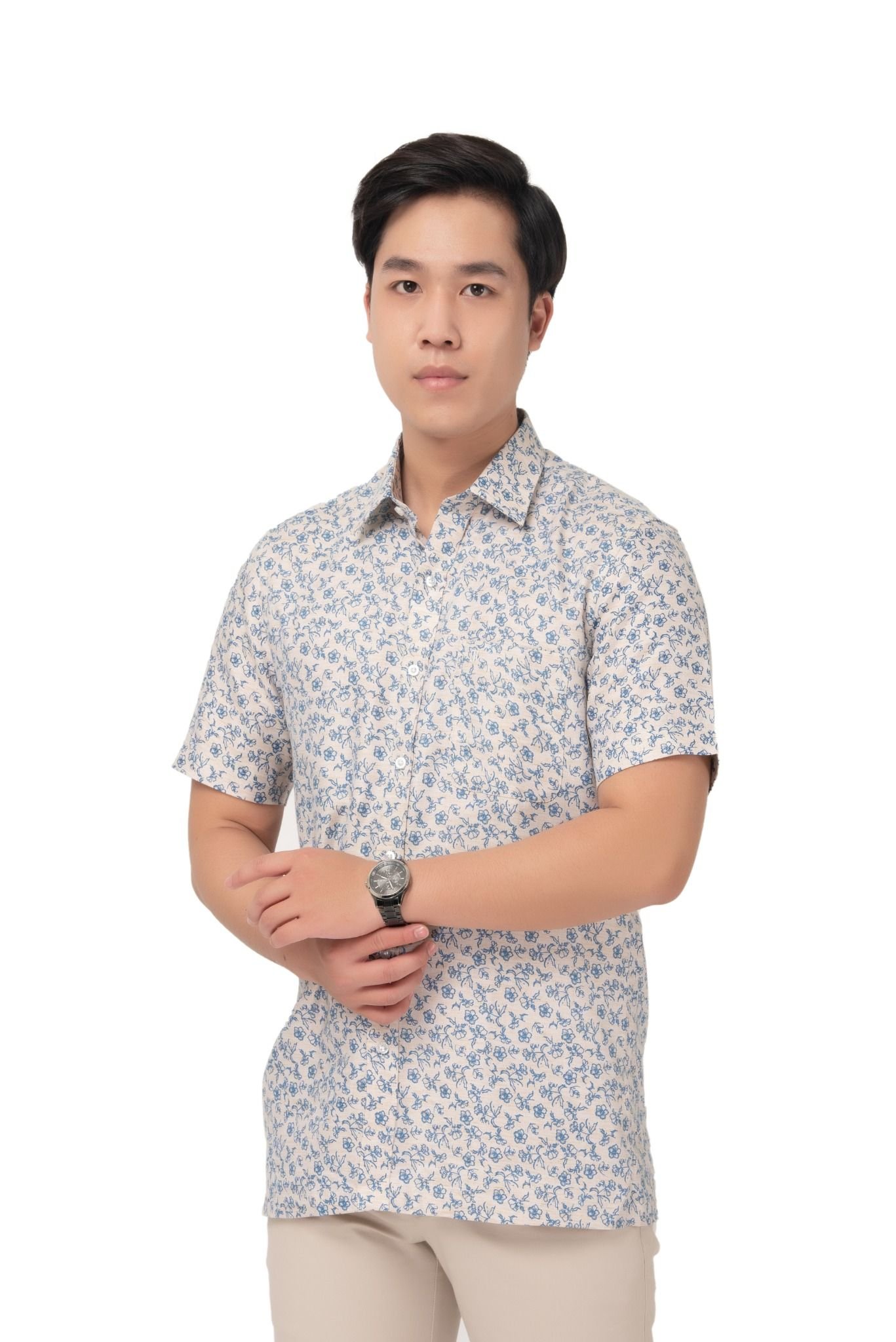 Áo sơ mi kẻ caro cộc tay nam K395CSC kẻ tím than #32 Áo sơ mi kẻ caro cộc tay nam K395CSC kẻ tím than