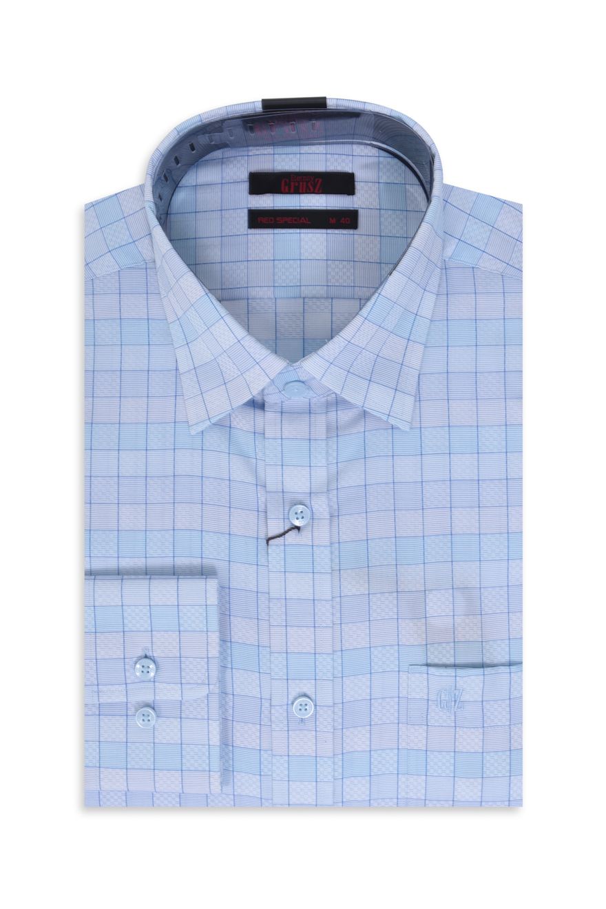 Áo sơ mi dài tay The Wind Premium Cotton Caro xanh nhạt TWS01LSMM110   THE WIND MENSWEAR