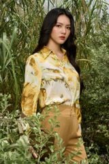 Sơ mi nữ dài tay họa tiết hình học GrusZ