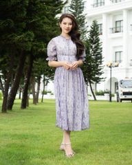 Đầm công sở họa tiết hoa lá May10