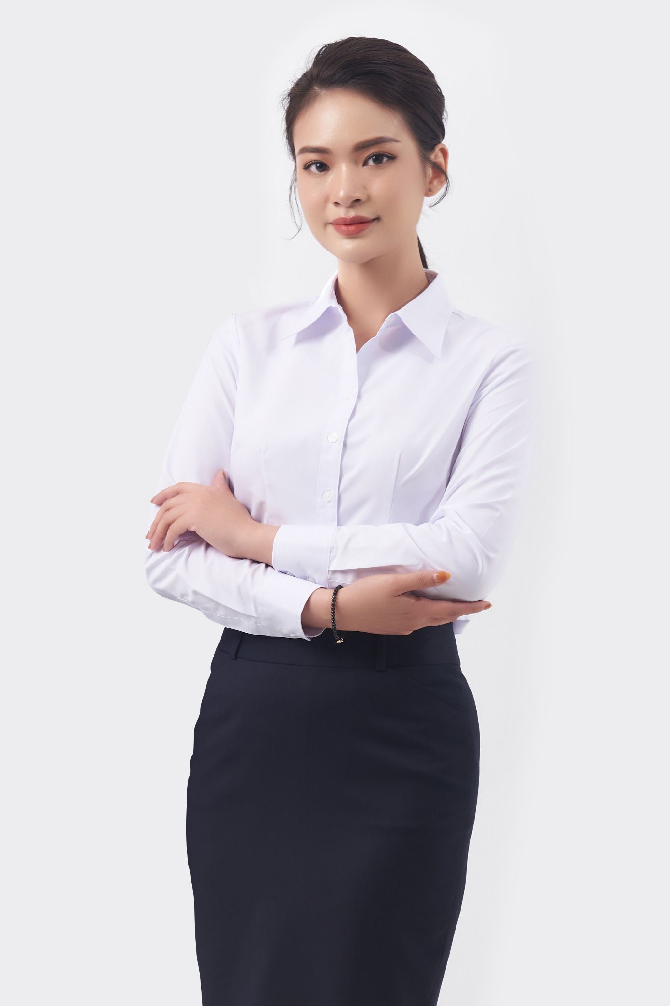 Áo Sơ Mi Nữ Tay Dài Style Màu Trắng Size L