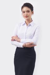 Áo sơ mi nữ trắng dài tay mã 010222389W AT049