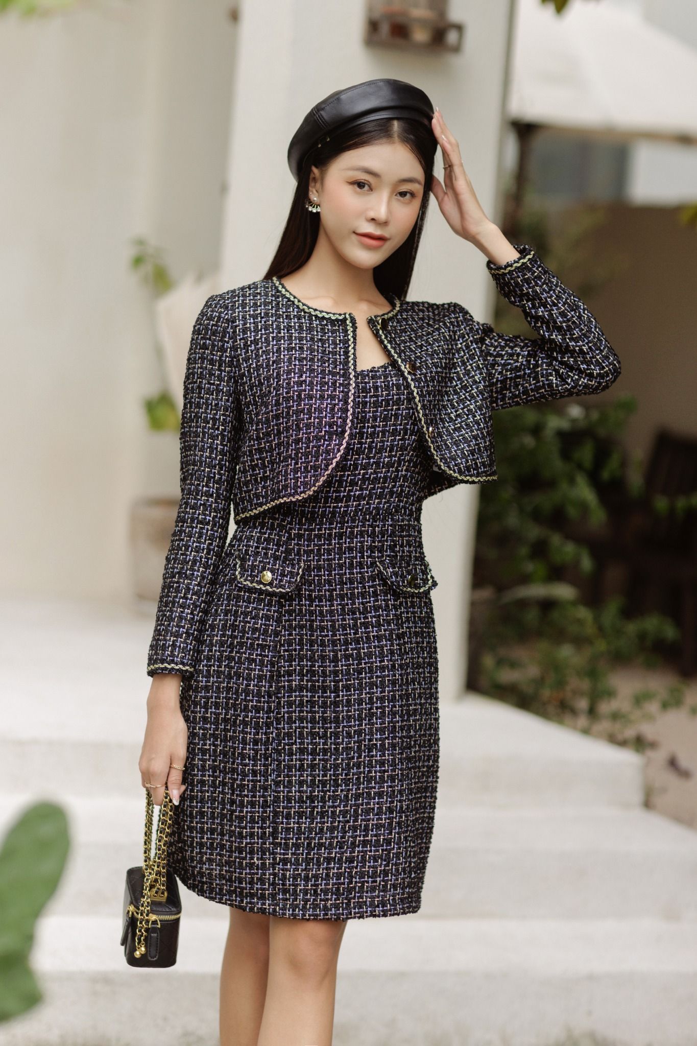 Đầm dạ tweed cổ K t.hộp Đ.đô – Thoitranght.com.vn
