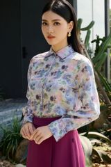 Sơ mi nữ dài tay vải họa tiết loang GrusZ