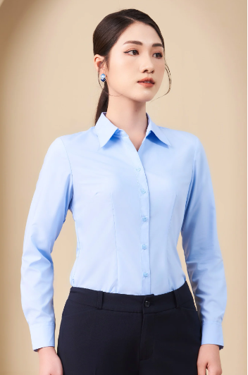 Áo sơ mi nữ xanh dài tay May 10 mã 010223906ONL1 AM072