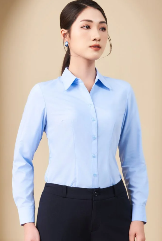 Sơ mi nữ xanh dài tay May 10 mã 010223906ONL3 AM072