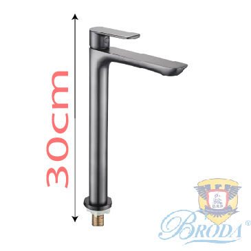 Vòi Lavabo Lạnh Inox Sơn Tĩnh Điện Xám CB055-4