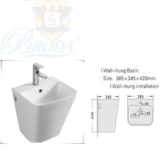 CHẬU LAVABO  TREO TƯỜNG KHÔNG  GIAN NHỎ BRODA WB 5800