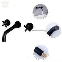 VÒI LAVABO ÂM TƯỜNG NÓNG LẠNH ÂM TƯỜNG MẦU ĐEN WJ-B2003R BRODA