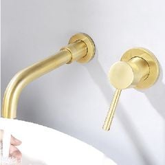 Vòi lavabo âm tường nóng lạnh mầu vàng mờ BRODA B300R