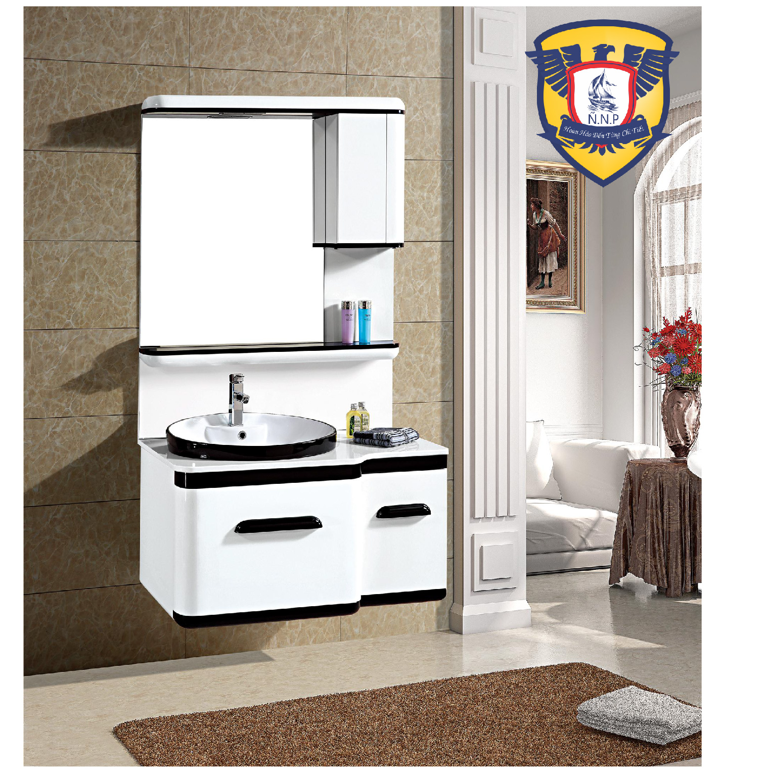 Bộ Tủ Lavabo Bằng Nhựa Cao Cấp 80x50 BRODA