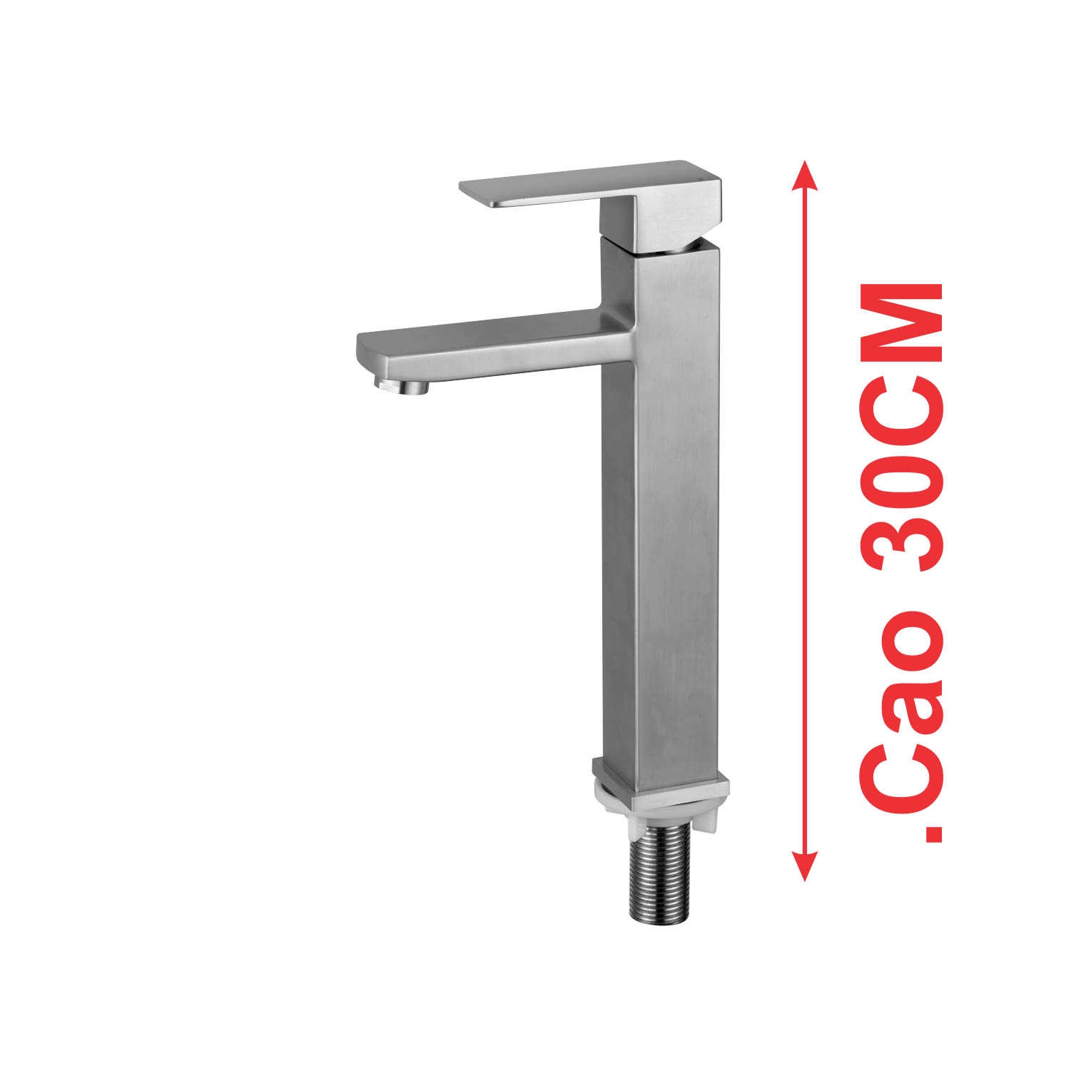Vòi lavabo lạnh gật gù SUS 304 vuông 30cm FAHKLER