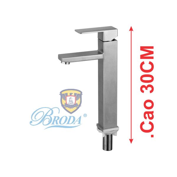 Vòi lavabo lạnh gật gù SUS 304 vuông 30cm FAHKLER